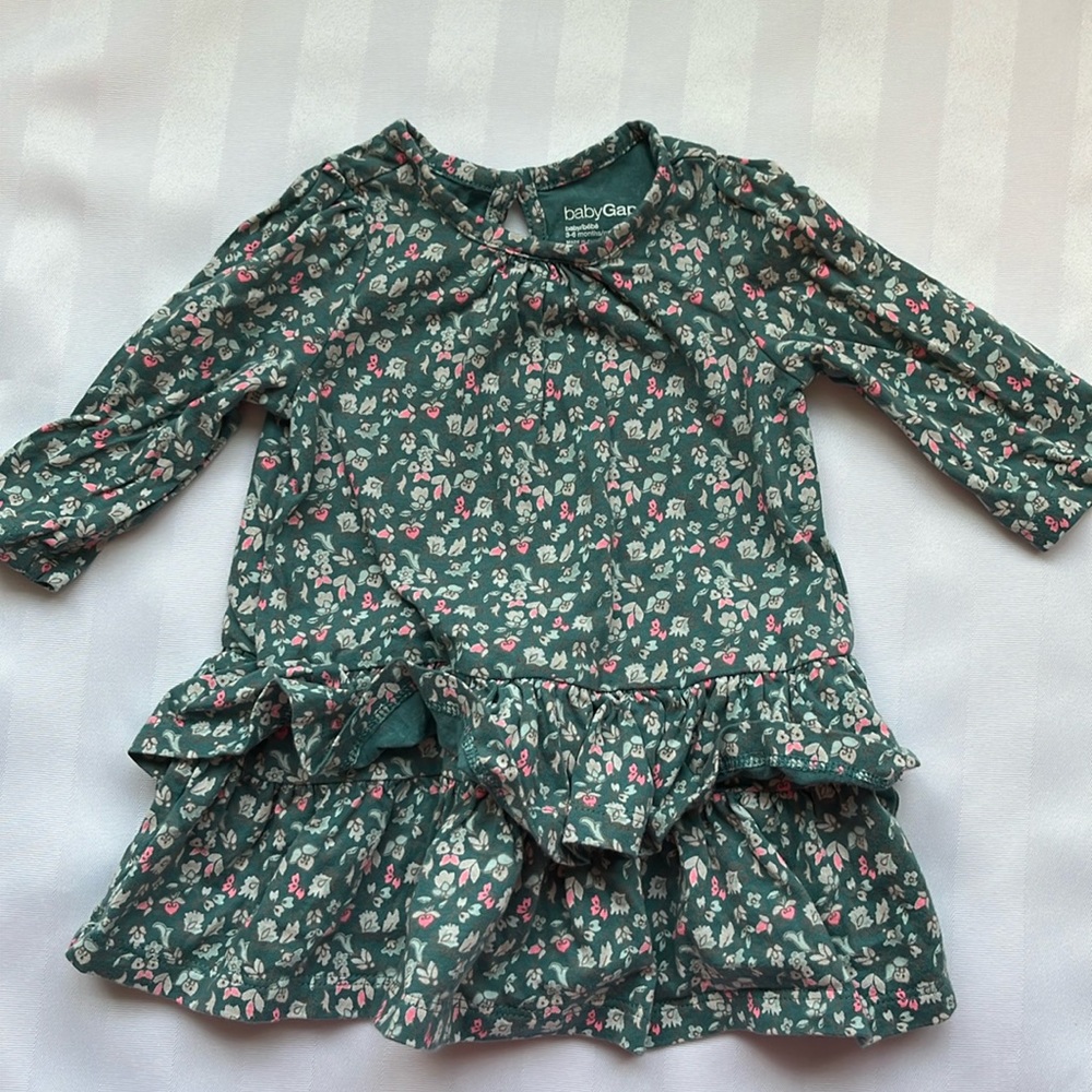 babyGap Green Floral Ruffle Dress